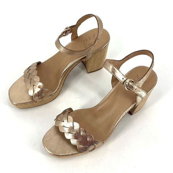 Naturalizer‎ Women's Pandora Braided Ankle Strap Platform Heels Soft Gold Size 8 - Picture 2 of 12
